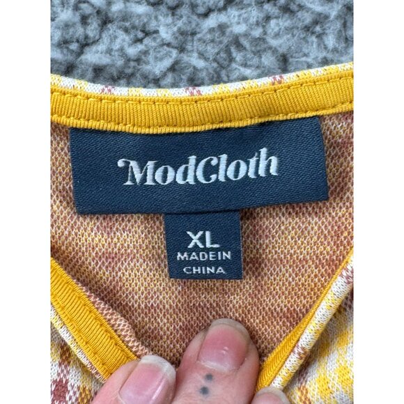 ModCloth Yellow & Purple Plaid Sleeveless Scoop Neck Dress Size XL NWT - Picture 6 of 10